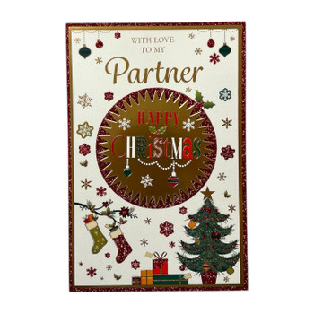 With Love To My Partner Gold Frame Design Christmas Card With Love To My Partner Gold Frame Design Christmas Card