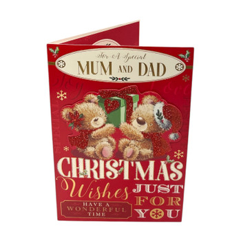 For a Special Mum and Dad Festive Teddy Bears Design Christmas Card For a Special Mum and Dad Festive Teddy Bears Design Christmas Card