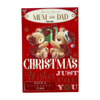 For a Special Mum and Dad Festive Teddy Bears Design Christmas Card For a Special Mum and Dad Festive Teddy Bears Design Christmas Card