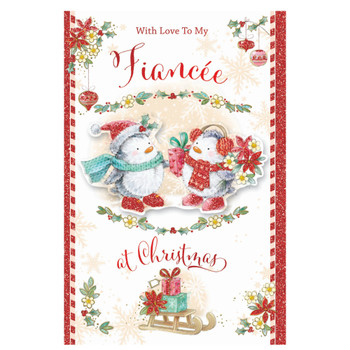 With Love to My Fiancée Penguins Festive Design Christmas Card With Love to My Fiancée Penguins Festive Design Christmas Card