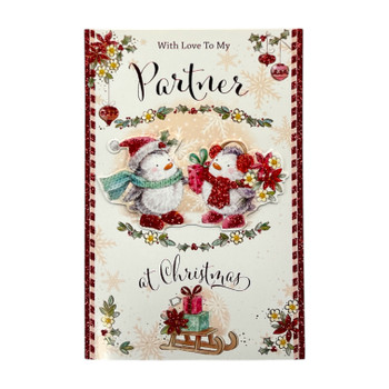With Love to My Partner Penguins Festive Design Christmas Card With Love to My Partner Penguins Festive Design Christmas Card