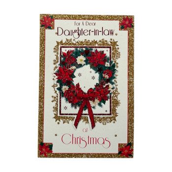 For a Dear Daughter In Law Poinsettia Wreath Design Christmas Card For a Dear Daughter In Law Poinsettia Wreath Design Christmas Card