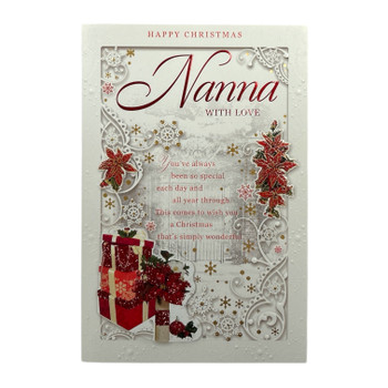 With Love Nanna Poinsettia & Presents Christmas Card