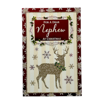 For a Dear Nephew Golden Reindeer Festive Design Christmas Card For a Dear Nephew Golden Reindeer Festive Design Christmas Card