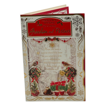 To a Dear Grandson and Partner Best Wishes Classic Design Christmas Card To a Dear Grandson and Partner Best Wishes Classic Design Christmas Card