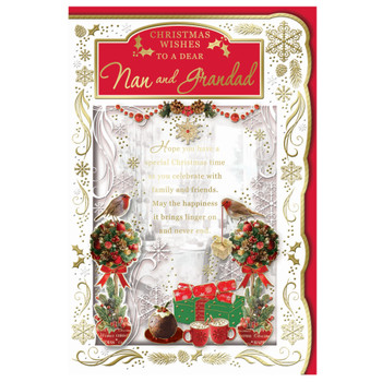 To a Dear Nan and Grandad Best Wishes Classic Design Christmas Card To a Dear Nan and Grandad Best Wishes Classic Design Christmas Card