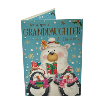 For a Special Granddaughter Polar Bear & Penguins Festive Christmas Card For a Special Granddaughter Polar Bear & Penguins Festive Christmas Card