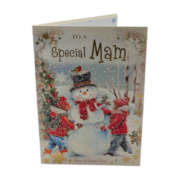 To a Special Mam Snowman Design Christmas Card