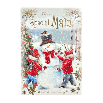 To a Special Mam Snowman Design Christmas Card