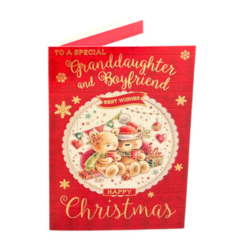 To a Special Granddaughter and Boyfriend Sweet Teddies Design Christmas Card To a Special Granddaughter and Boyfriend Sweet Teddies Design Christmas Card