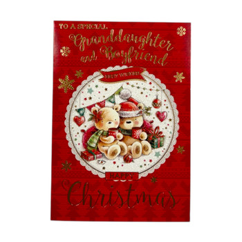 To a Special Granddaughter and Boyfriend Sweet Teddies Design Christmas Card To a Special Granddaughter and Boyfriend Sweet Teddies Design Christmas Card