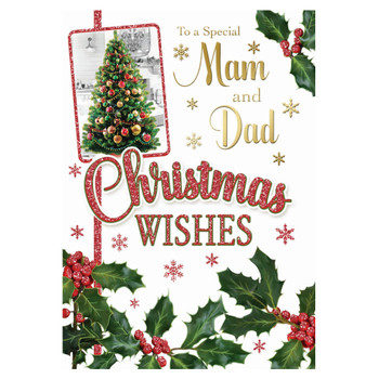 For a Special Mam and Dad Xmas Tree Desing Christmas Card