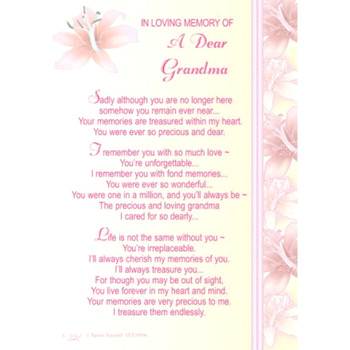 Loving Memory of Grandma Graveside Memorial Card & Holder