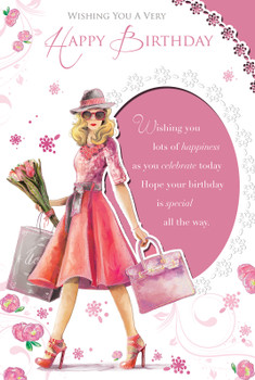 Wishing You A Very Happy Birthday Lady Design Open Female Celebrity Style Card