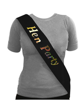 Hen Party Sash Black with Holographic Text Hen Party Sash Black with Holographic Text
