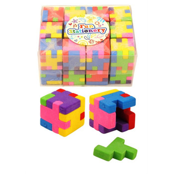 Box of 24 Fun Puzzle Cube Erasers - Rainbow Colour Stationery School Box of 24 Fun Puzzle Cube Erasers - Rainbow Colour Stationery School