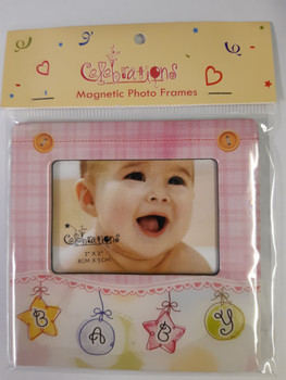 Celebrations Pack 6 Magnetic Frame 3" x 2" - Baby Girl Pink