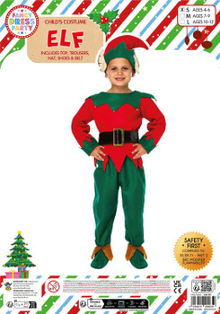 Child's Christmas Elf Fancy Dress Costume 4-6 Year Olds