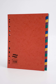 Europa A4 20 Part Strong Pressboard 300gsm Multicoloured Subject Dividers - Made in England