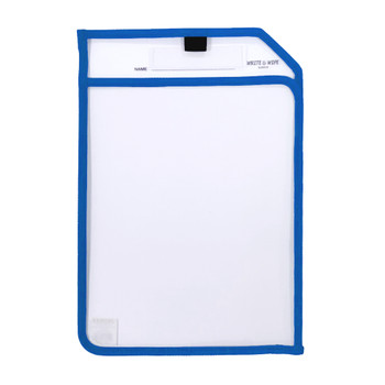 Blue Edge Clear Dry Erase Write and Wipe Reusable Sleeve Pocket Blue Edge Clear Dry Erase Write and Wipe Reusable Sleeve Pocket