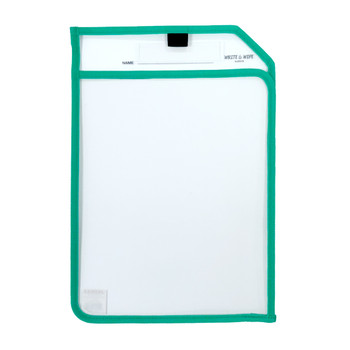 Green Edge Clear Dry Erase Write and Wipe Reusable Sleeve Pocket Green Edge Clear Dry Erase Write and Wipe Reusable Sleeve Pocket