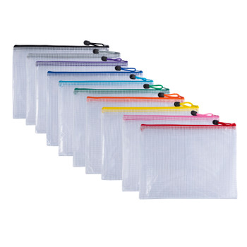 Pack of 12 A5 Blue PVC Mesh Zip Bags