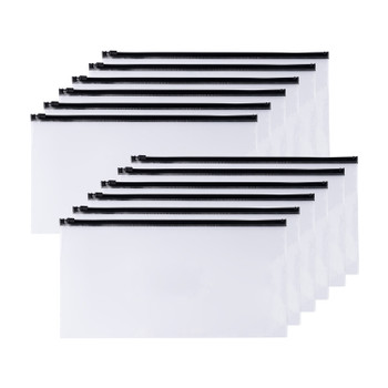 Pack of 12 DL Clear Zippy Bags with Black Zip