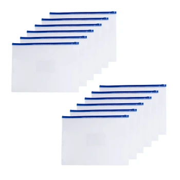 Pack of 12 A3 Clear Zippy Bags with Blue Zip