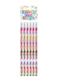 Pack of 6 Princess Pencils with Erasers Pack of 6 Princess Pencils with Erasers