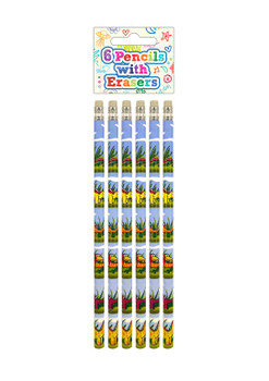 Pack of 6 Dinosaur Pencils with Erasers