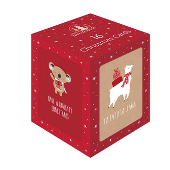 Box of 16 Cute Kraft Character Design Christmas Cards