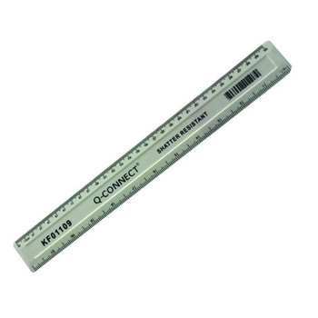 Q-Connect Ruler Shatterproof 300mm White (Features inches on one side and cm/mm on the other)KF01109