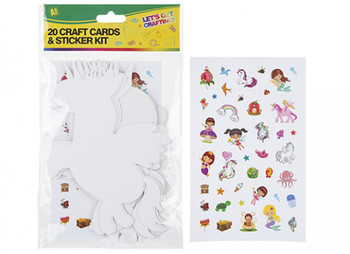 Pack of 20 Card Craft Cutouts With Stickers