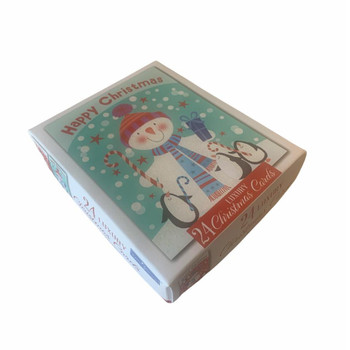 Box of 24 Happy Christmas Cards Snowman and Penguins Design Box of 24 Happy Christmas Cards Snowman and Penguins Design