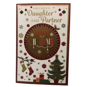 For Daughter and Partner Stockings And Presents Design Christmas Card For Daughter and Partner Stockings And Presents Design Christmas Card