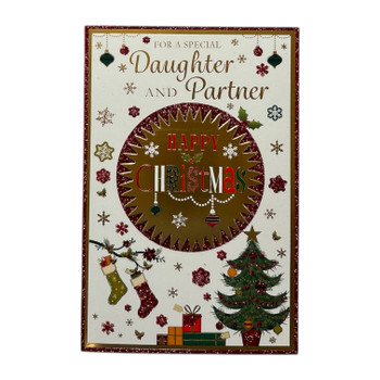 For Daughter and Partner Stockings And Presents Design Christmas Card For Daughter and Partner Stockings And Presents Design Christmas Card