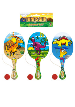 Dinosaur Wooden Paddle Bat and Ball Game Dinosaur Wooden Paddle Bat and Ball Game