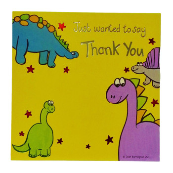 Pack of 10 Thank You Dinosaur Design Card Sheets Birthday Party