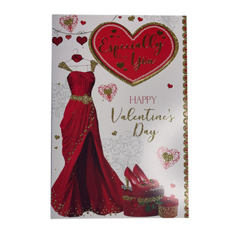 Especially For You Beautiful Red Dress Design Open Female Valentine's Day Card