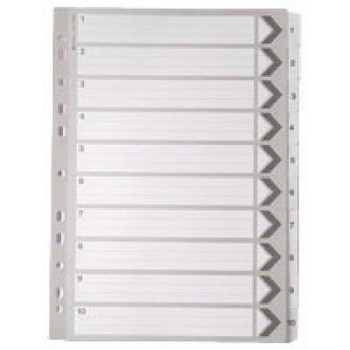 A4 White 1-10 Mylar Index (Mylar reinforced tabs and holes for durability)