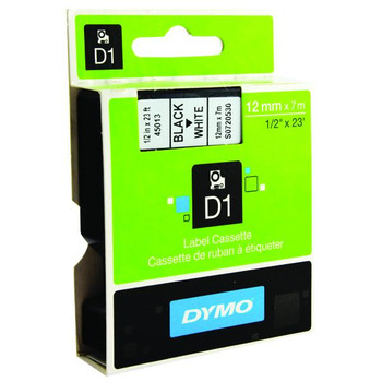 Dymo D1 Black on White LabelMaker Tape 12mm x 7m