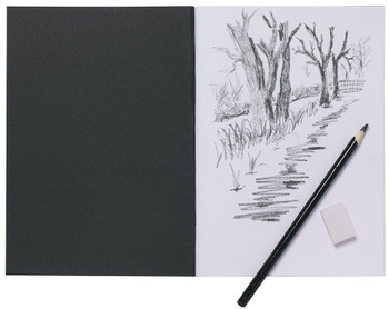 A5 40 Pages 140gsm White Cartridge Paper Black Card Cover Sketch Book