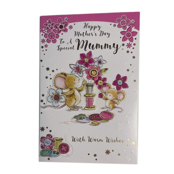 To A Special Mummy Mouse Holding Flower Design Mother's Day Card