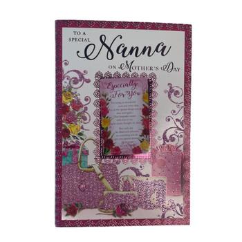 To A Special Nanna Nice Verse Pink Glitter Finished Mother's Day Card