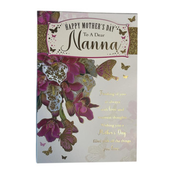 To Nanna Flowers Design Gold Glitter Finished Mother's Day Card