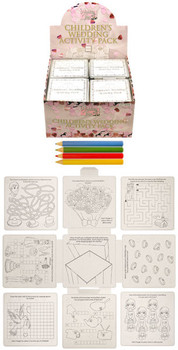 Pack of 36 Wedding Childrens Activity Pack / Crayons Drawing Colouring Book Travel Games