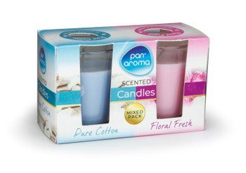 Pack of 2 Floral Fresh and Pure Cotton Scented Glass Candles