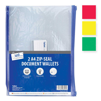 2 A4 Zip Top Document Wallets