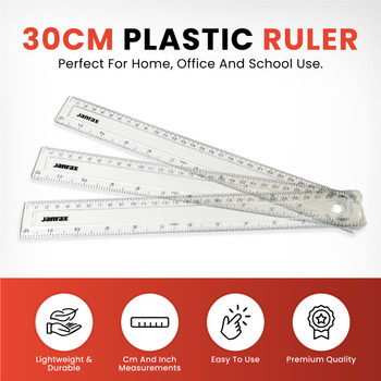 Pack of 10 Shatter Resistant 30cm Plastic Rulers by Janrax