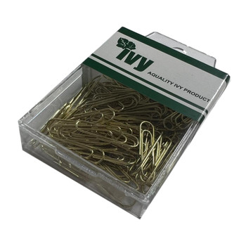Pack of 100 Brassed Coloured Paper Clips by Ivy Stationery